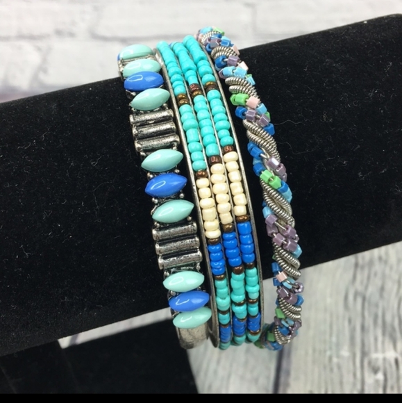 Bundle of 3 Southwestern  Beaded Bangle Bracelets - Picture 12 of 13